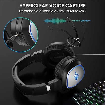 Gaming Headset for Xbox One, PlayStation 4, and PlayStation 5 with Bass Surround and Noise Cancelling, Flexible Mic, and 3.5mm Wired Tech Dealz