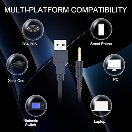 Gaming Headset for Xbox One, PlayStation 4, and PlayStation 5 with Bass Surround and Noise Cancelling, Flexible Mic, and 3.5mm Wired Tech Dealz