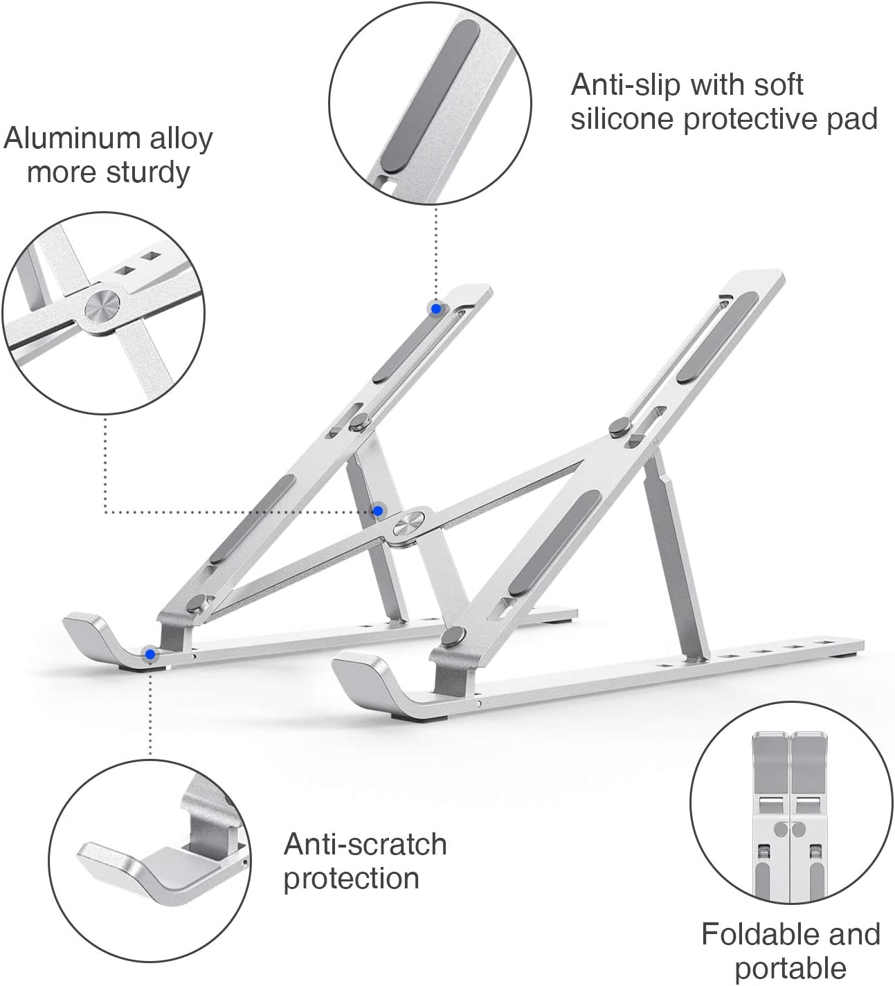 Portable & Foldable Aluminium Laptop Stand SILVER Tech Dealz