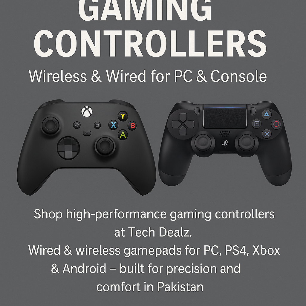 Shop high-performance gaming controllers at Tech Dealz. Wired &amp; wireless gamepads for PC, PS4, Xbox &amp; Android – built for precision and comfort in Pakistan