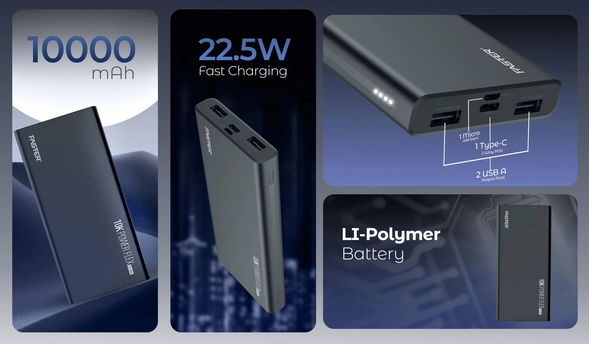 FASTER J11 - Pro Power Bank 10000 mAh Tech Dealz