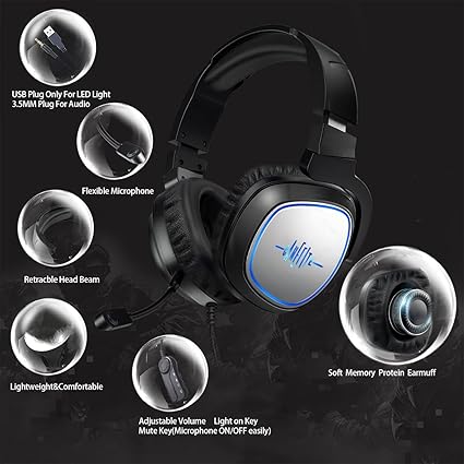Gaming Headset for Xbox One, PlayStation 4, and PlayStation 5 with Bass Surround and Noise Cancelling, Flexible Mic, and 3.5mm Wired Tech Dealz