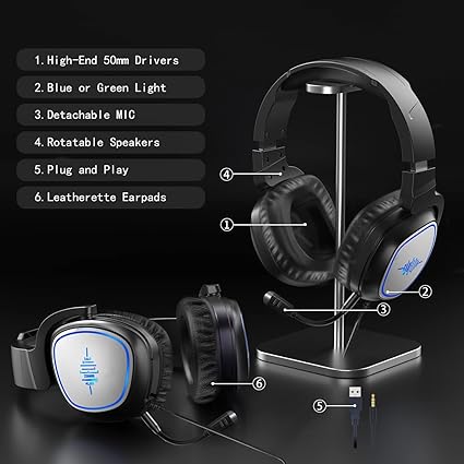 Gaming Headset for Xbox One, PlayStation 4, and PlayStation 5 with Bass Surround and Noise Cancelling, Flexible Mic, and 3.5mm Wired Tech Dealz