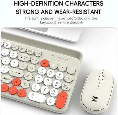 R8 1930 Fashion Dual Mode Bluetooth & Wireless Keyboard and Mouse Set With Mobile Holder - 3 Multi-Device (2.4G / BT1/ BT2)