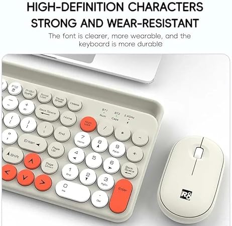R8 1930 Fashion Dual Mode Bluetooth & Wireless Keyboard and Mouse Set With Mobile Holder - 3 Multi-Device (2.4G / BT1/ BT2)