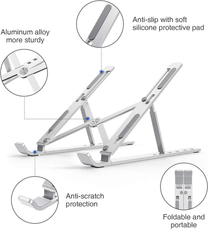 Portable & Foldable Aluminium Laptop Stand SILVER Tech Dealz